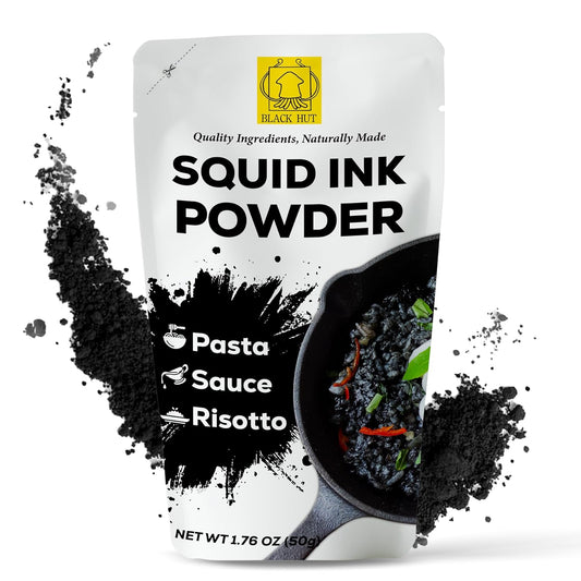 Black Hut Squid Ink Powder, Food Coloring for Rice Noodles Pasta Spaghetti Risotto, Nero Di Seppia, Tinta de Sepia, Halal