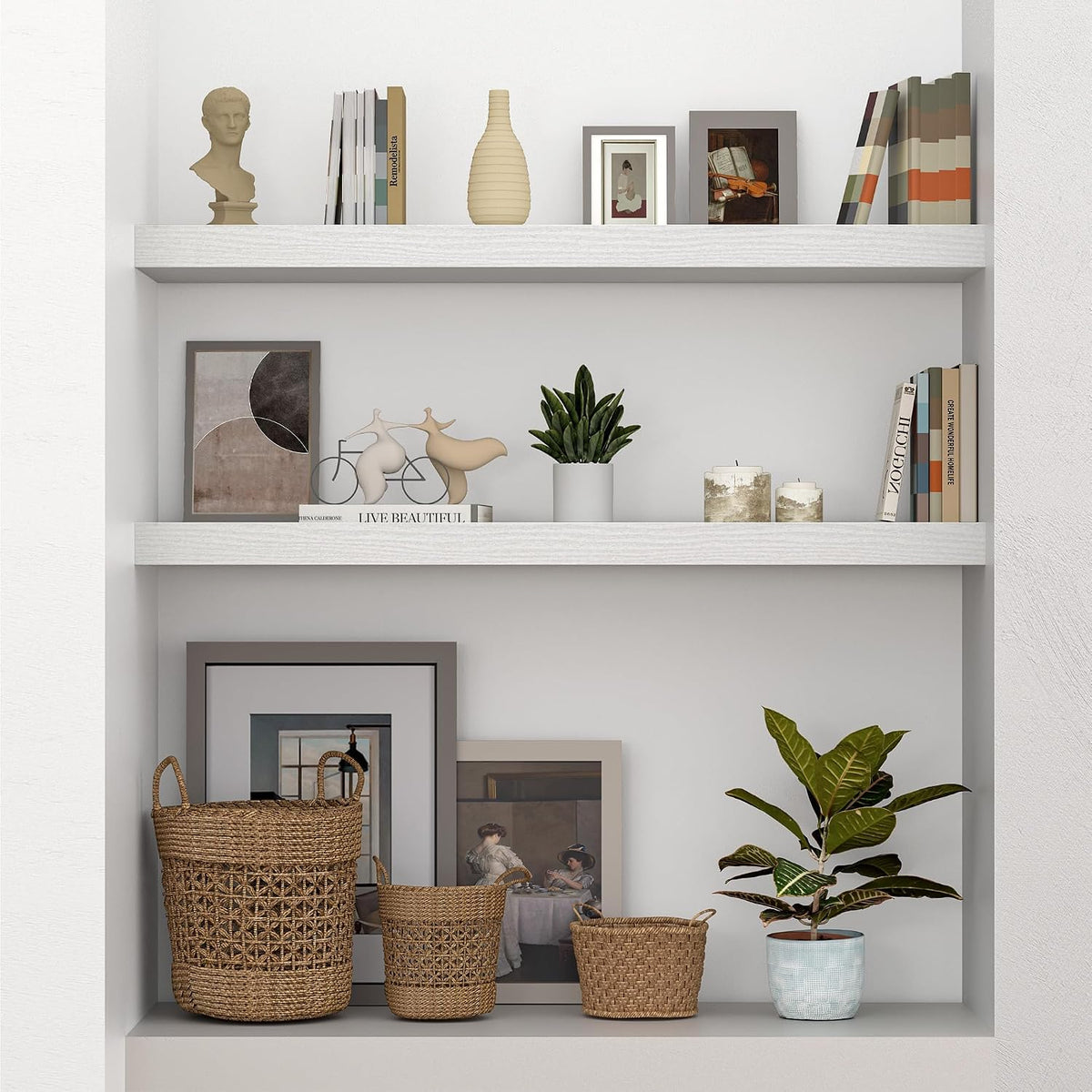 Vivelove Single Floating Shelves 36x10” Set of 1, White