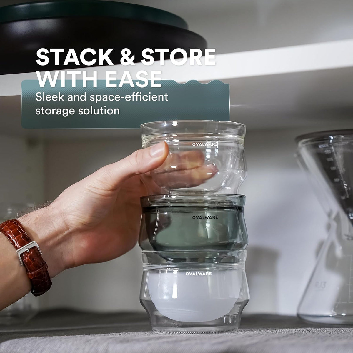 ovalware Double Wall Latte Art Cups 8.5oz/250ml | Set of 2, Wide Rim | Palm-Sized Borosilicate Build Keeps Beverages Hot or Iced | Ideal for Cappuccino &amp; Specialty Brewing | Clear
