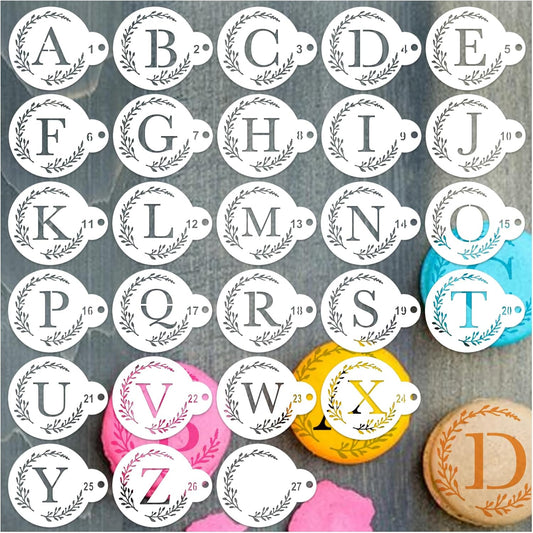 Small Letter Stencil for Cakes Cookie Decorating Stencils Reusable Alphabet Stencil on Baking Coffee Decorating Card Making