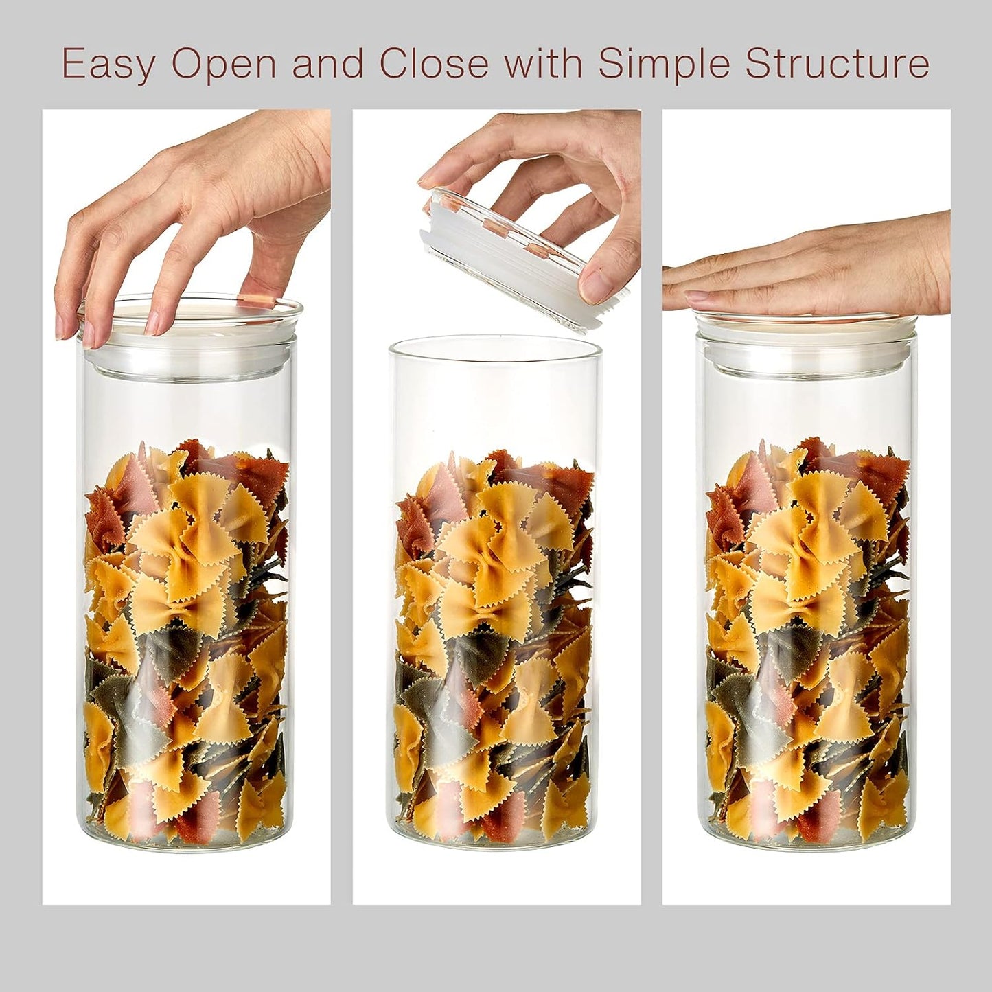 ZENS 15oz Glass Jars with Airtight Lid, Set of 2 Small Glass Storage Jars