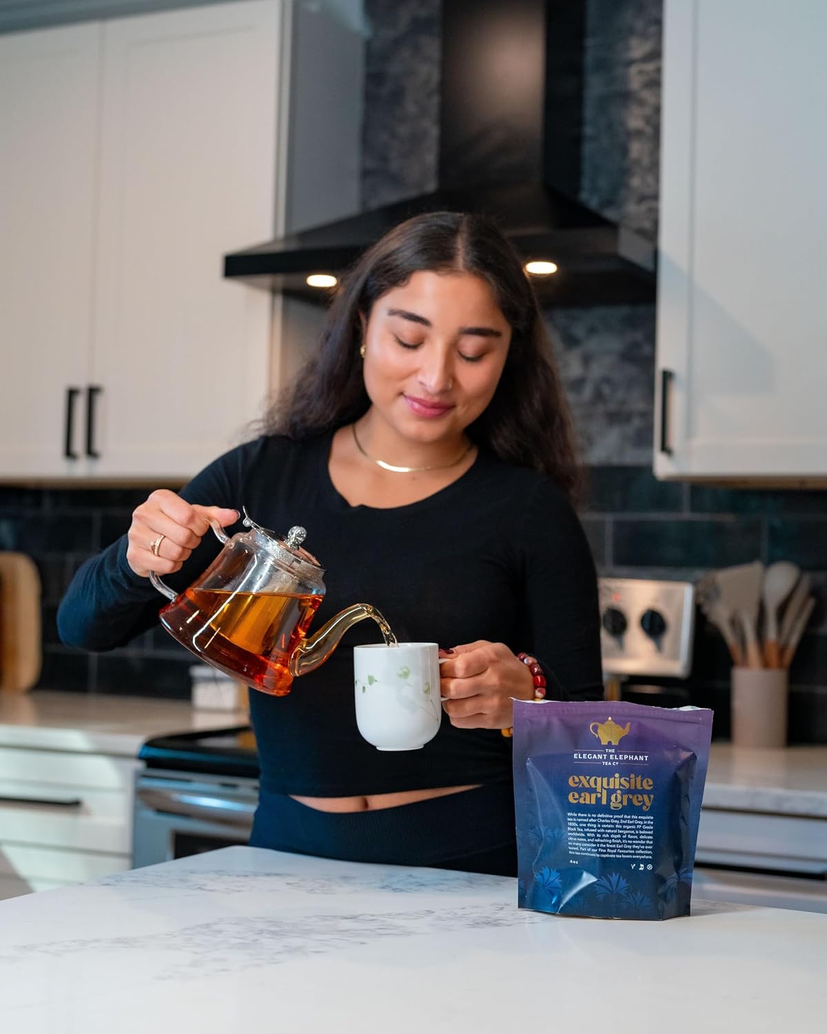 Earl Grey Tea, Organic Loose Leaf Black Tea – Classic Bergamot &amp; Citrus Flavor – Boost Clarity &amp; Wellness – Drink Hot or Iced – 4 oz Resealable Bag (Makes 50 Cups) – The Elegant Elephant