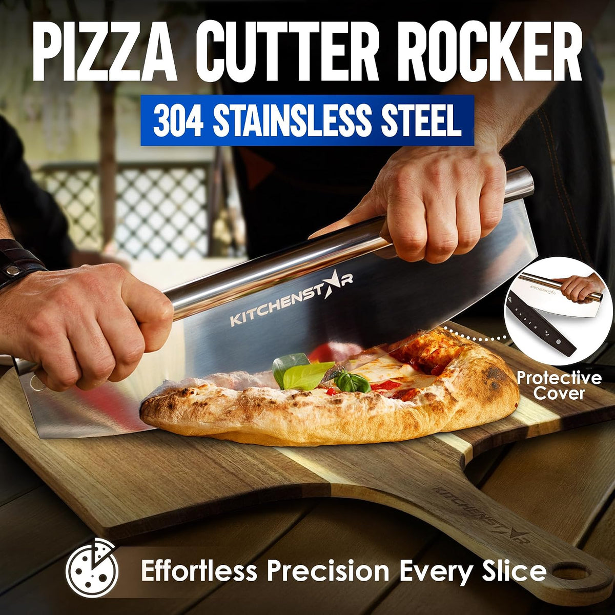 Pizza Stone Set for Oven and Grill – 16 Inch Cordierite Baking Stone, 1800°F Resistant, 6-Piece Kit with Acacia Wood Pizza Peel, Cutter Rocker, Steel Rack &amp; Cleaning Brush
