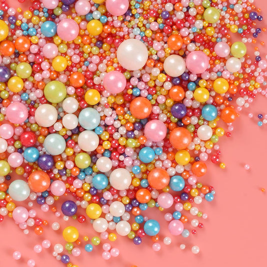 Kasvan Mixed Pearl Sugar Sprinkles - Edible Candy Pearls 130g/4.58 Oz, Mix Size, Baking Cake Decorations, Ice Cream Toppings
