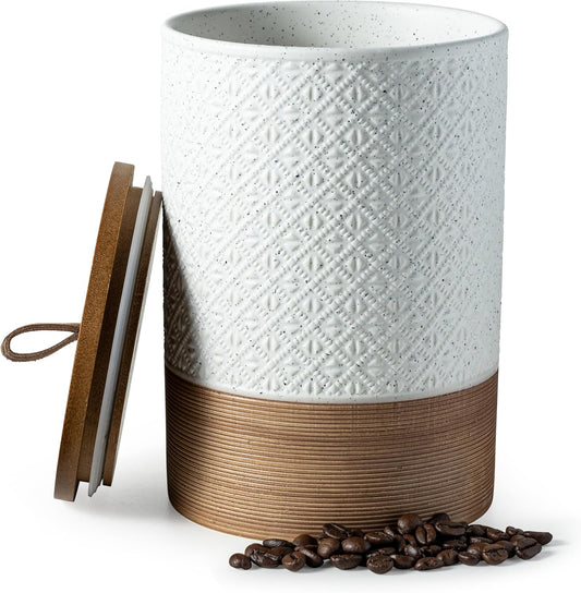 Large Jar with Lid, Ceramic Coffee Container Kitchen Food Storage Jars with Airtight Lids for Spice Cookie Ground Coffee,