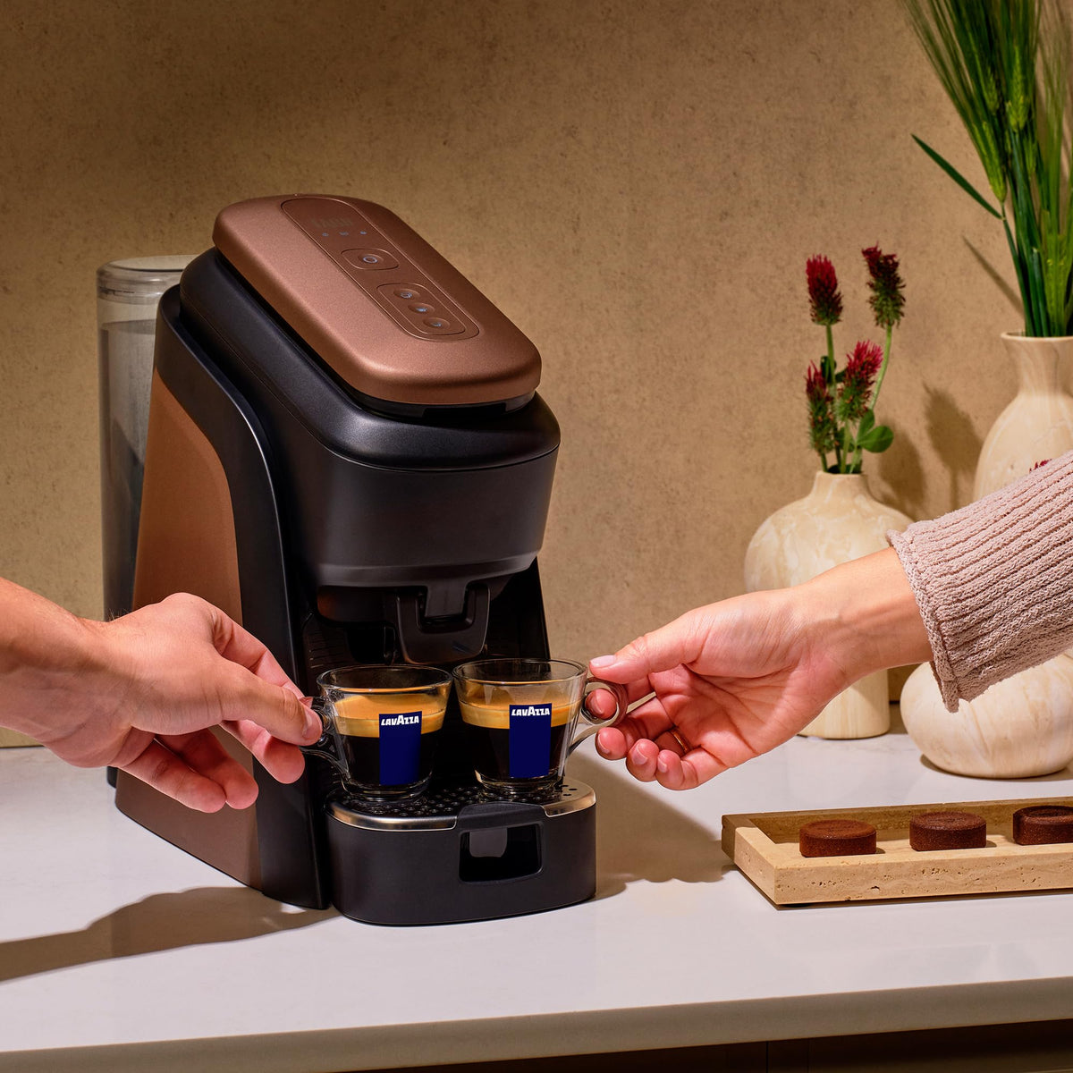 Lavazza Tabli Espresso Machine, works with 100% Coffee Tabs (Brown)