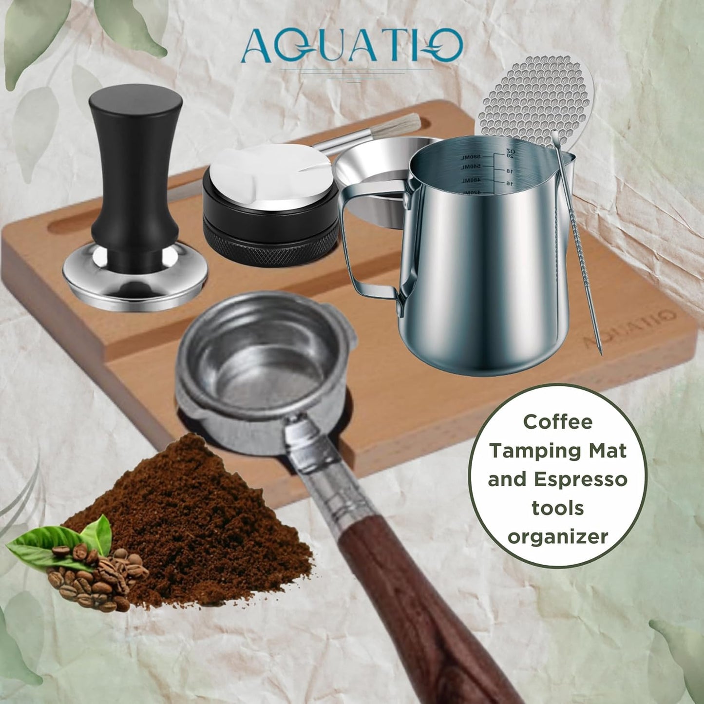 51-58 mm Wide Espresso Tamping Mat - Wooden Coffee Tamping Station - Espresso Accessories for Baristas