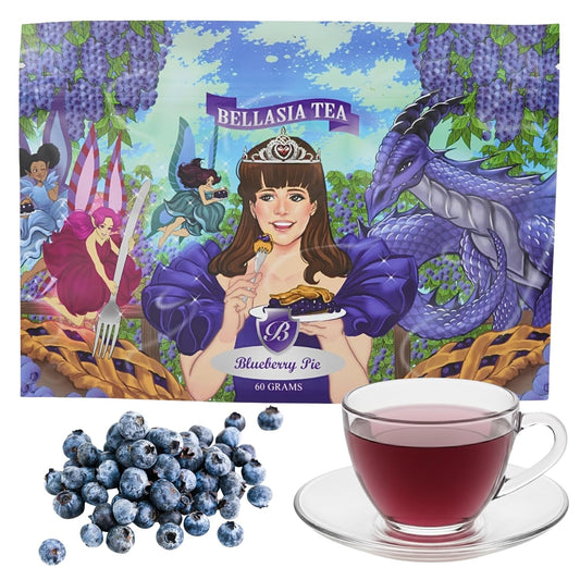 Bellasia Tea Blueberry Pie for Kids Using Real Fruit Pieces - Caffeine Free Herbal Tea Blend with Real Ingredients &amp; Balanced Flavor- Add Loose Leaf Tea to Your Child’s Routine for A Fun &amp; Tasty Drink