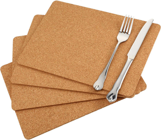 Boao 4 Pack Rectangle Cork Board Coasters for Hot Dishes 11'' x 8'' Cork Trivet Placemat Hot Pad Sheet Heat Resistant for Kitchen Countertops Table Pots Pans Restaurant Cafe Wedding Supplies