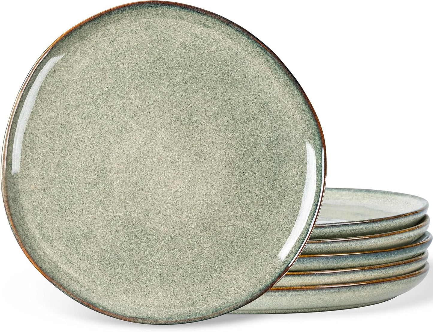 AmorArc Ceramic Dinner Plates Set of 6, 10.5 Inch Stoneware Plates Set