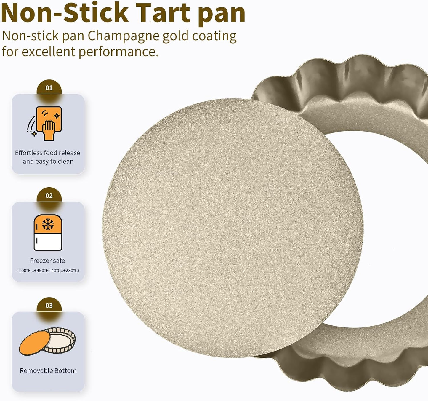 RICHSC-PAN Mini Tart Pan 12PCS, 4 Inch Tart Pan Removable Bottom Non-Stick.