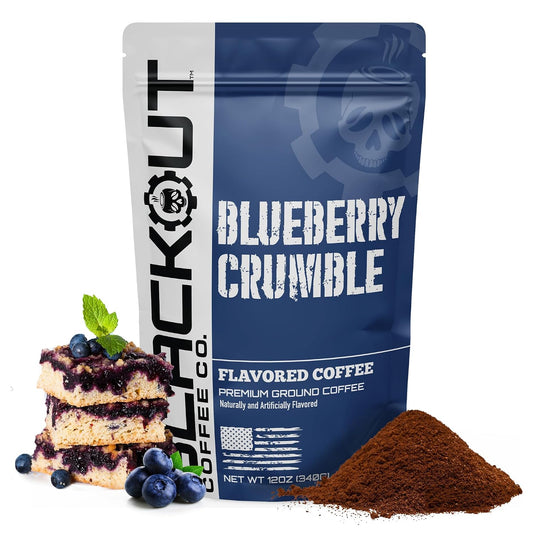 Blackout Coffee Ground Coffee – Freshly Roasted 12oz Bag. (Blueberry, Medium Roast)
