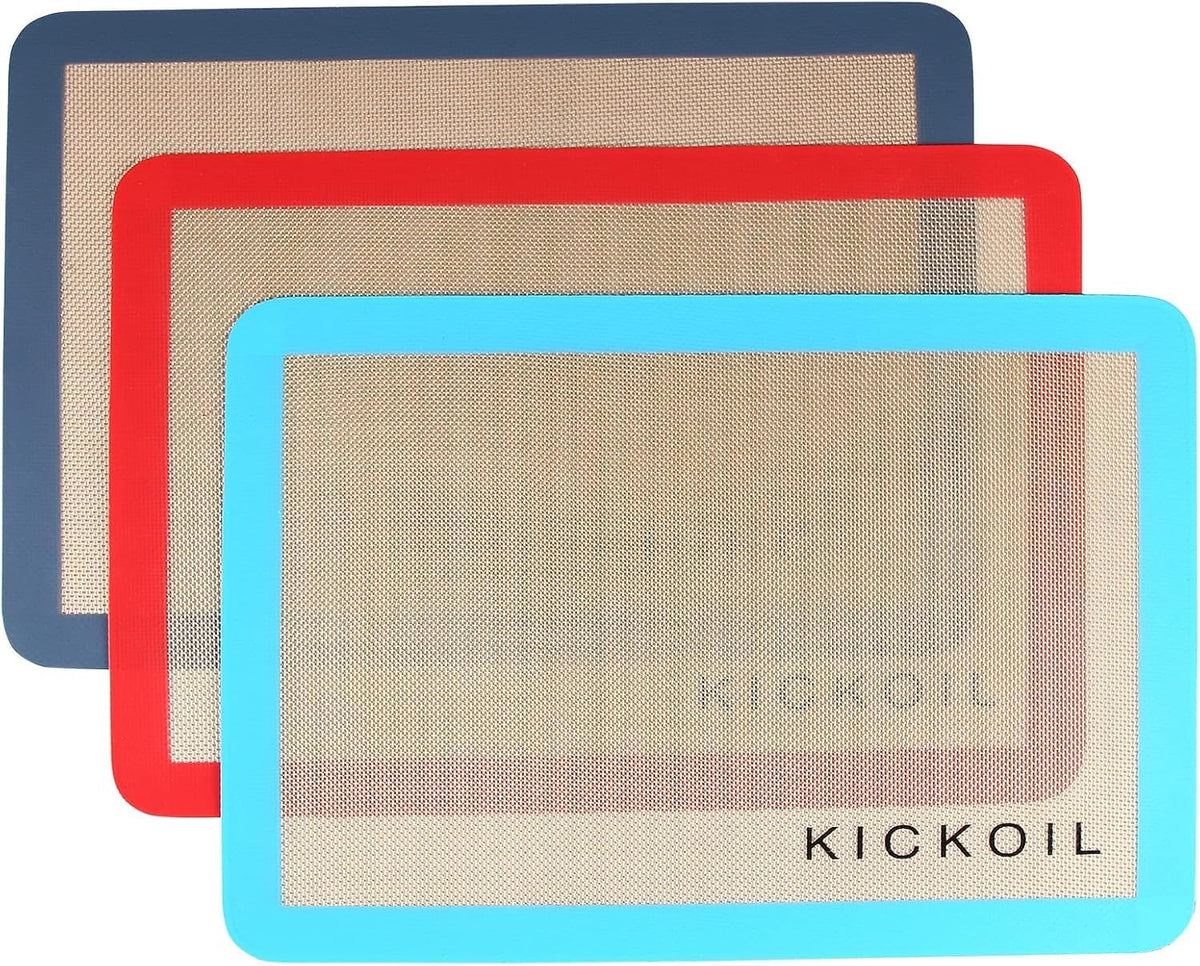 Silicone Baking Mats Set of 3, Non-Stick Reusable BPA-Free Oven Liners | Non Slip Silicone Baking Sheet for Cookies, Macarons, Bread and Pastry, Dishwasher Safe, 11.6'' x 8.5''(Quarter)