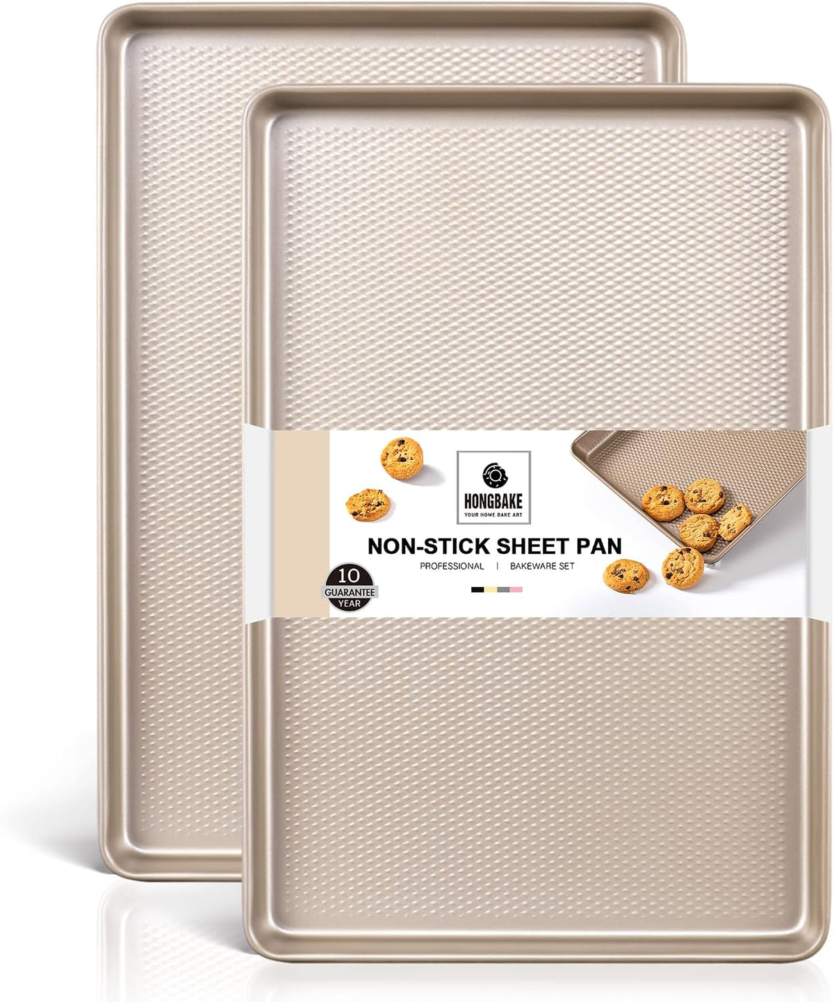 2 Pack Half Sheet Cookie Sheets for Baking, Nonstick Baking Pans