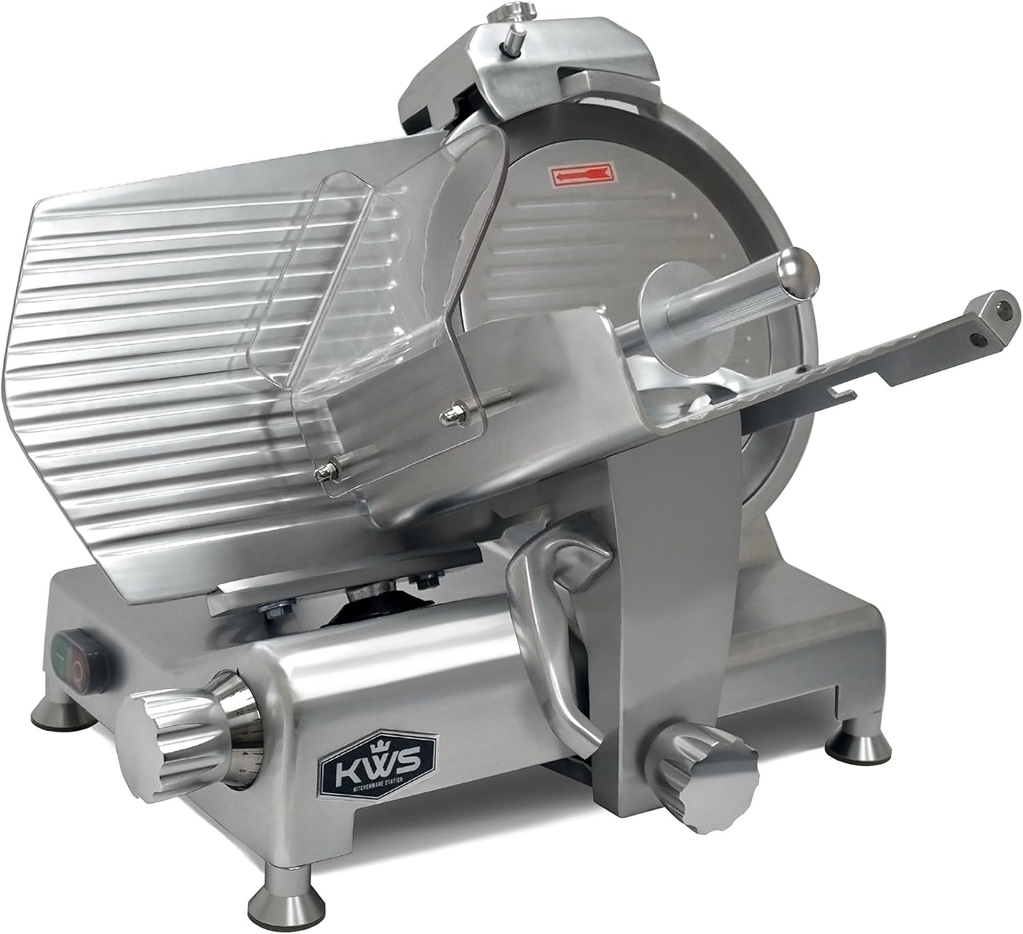 KWS Metal Collection 420W 12 Inch Commercial Meat Slicer MS-12DS Anodized Aluminum Base with Stainless Steel Blade + Blade