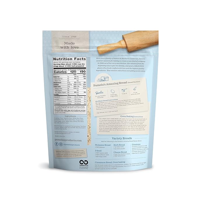 Pamela's Products Gluten Free Bread Mix, 4 Pound