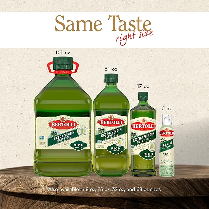 Bertolli Extra Virgin Dress & Drizz Intense Flavor, Perfect for salad dressings, marinades, and bread dipping, Naturally Gluten Free, Non-Allergenic, Non-GMO, 15.5 oz, single bottle