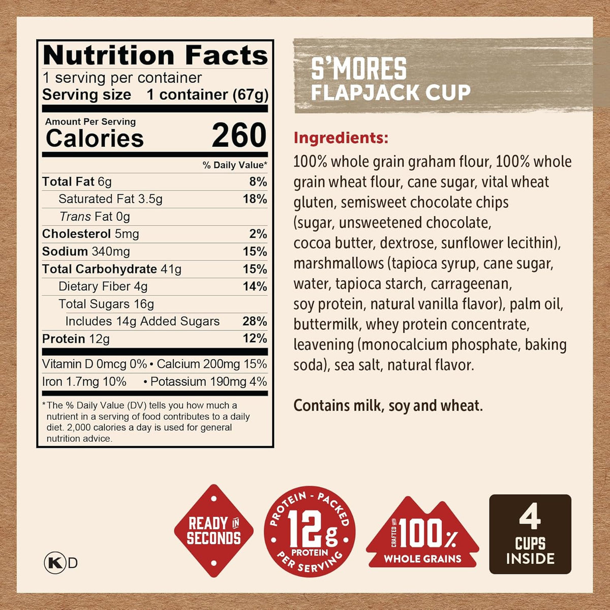 Kodiak Cakes Protein Pancake On The Go Flapjack Cups Mix; Buttermilk
