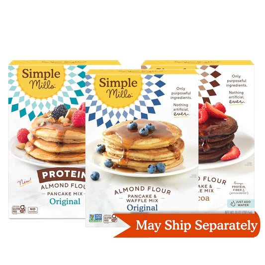 Simple Mills Almond Flour Pancake & Waffle Mix Variety Pack (Original, Cocoa, and Original Protein) - Gluten Free, Non-GMO,