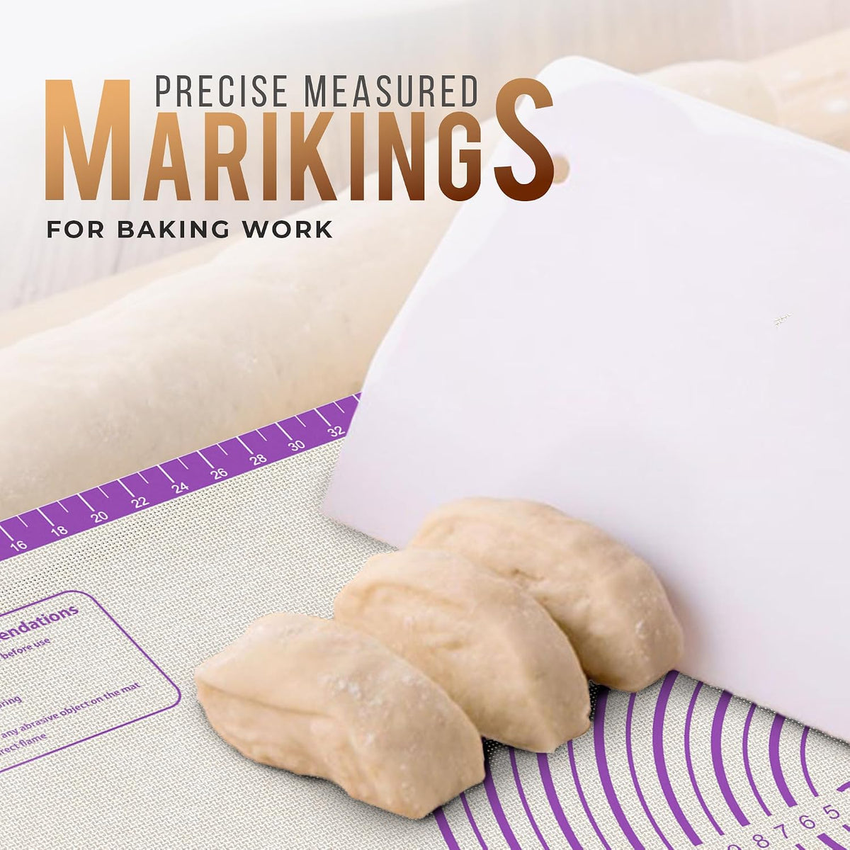 26 * 16 inches Purple, Non-Slip Silicone Baking Sheets - Baking Mat with 0.7mm Thickness - Non-Stick Pastry &amp; Cookie Mat for Kitchen Counter for Rolling Out Dough with Measurements.