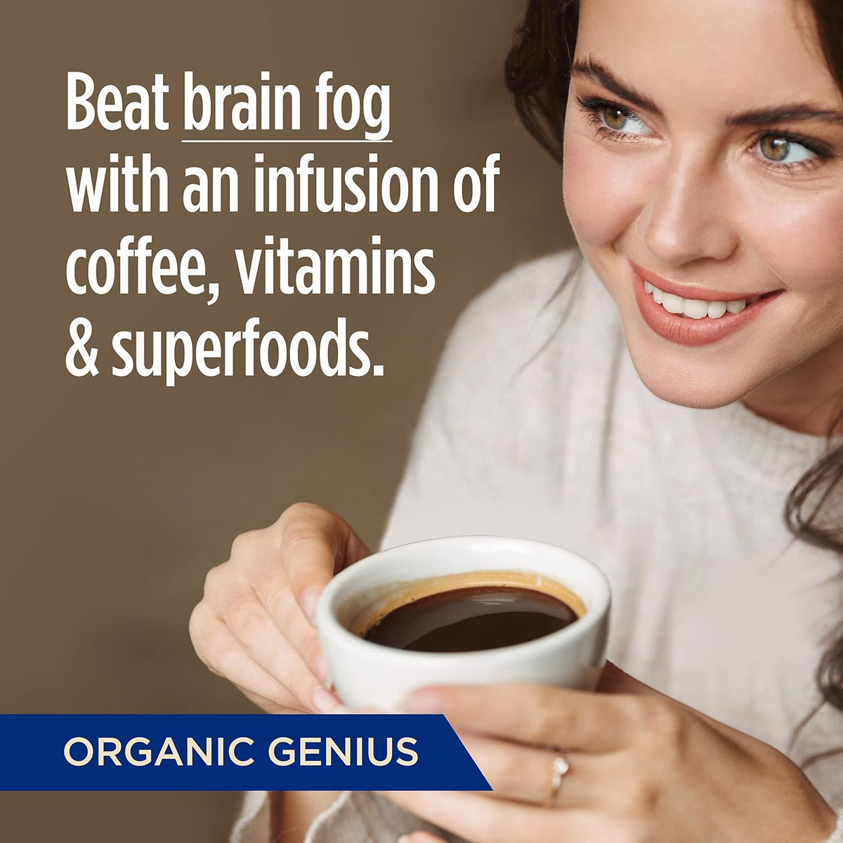 VitaCup Organic Genius Coffee Medium Dark Roast Ground Coffee, 30oz, 3 Bags | 100% Arabica, B Vitamins, D3, USDA Organic, MCT Oil, Turmeric, Coffee Grounds