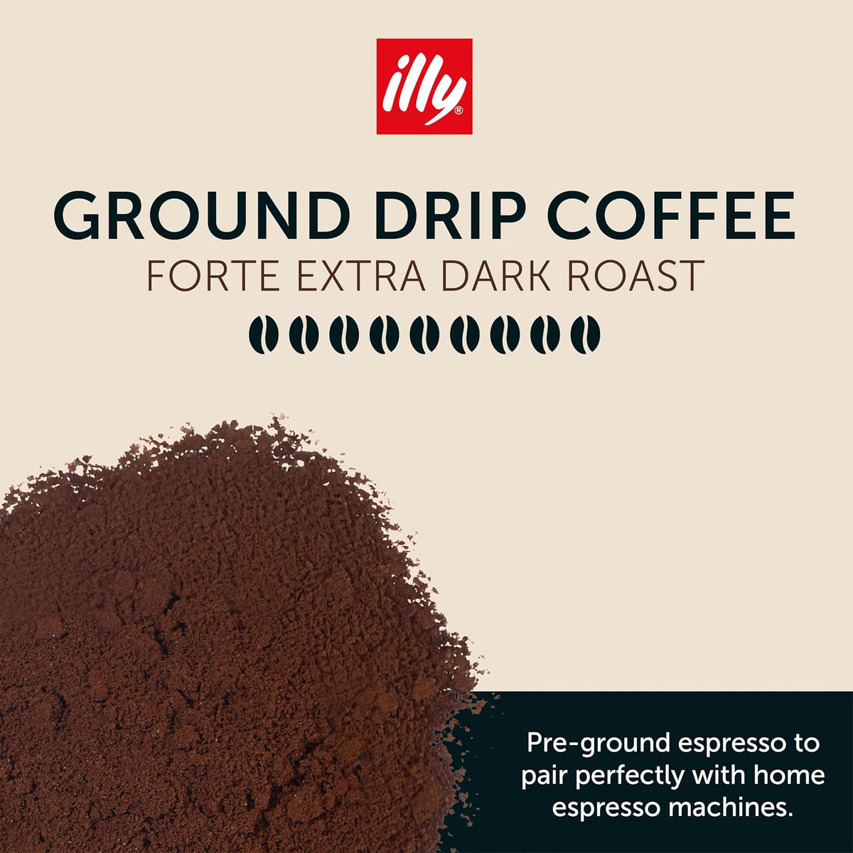 illy Ground Drip Coffee, Forte Dark Roast, 8.8 oz, 6 Pack | 100% Arabica, Premium Italian Coffee, Pre-Ground for Drip Brewers