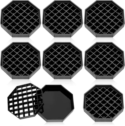 Suclain 8 Pcs 6 Inch Coffee Drip Tray Black Plastic Octagon Coffee Countertop Drip Coaster with Honeycomb Grid for Drink Tea