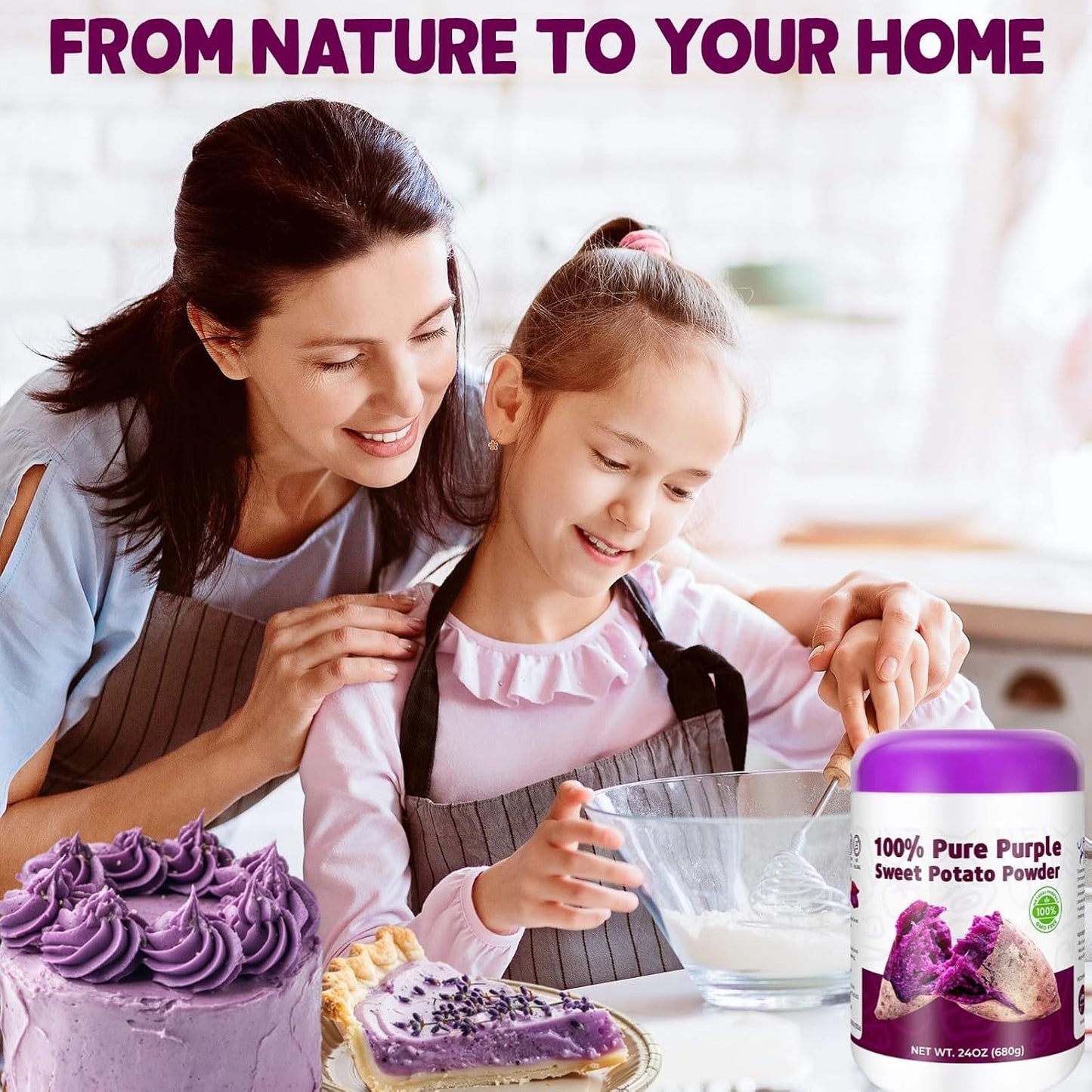 24oz Pure Purple Sweet Potato Powder, 100% Natural Food Coloring for Baking