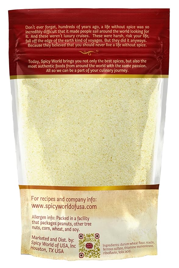 Spicy World Semolina Flour 2 LB (Pack of 6) - Bulk Semolina For Pasta - Fine, Durum Wheat Flour For Bread, Pasta, Pizza, and More! Total 12 LBS