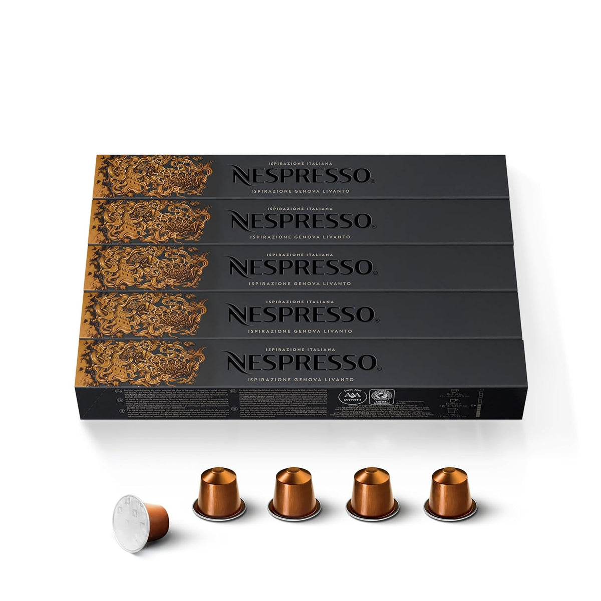 Nespresso Original, Livanto, Medium Roast, 50-Count Espresso Coffee Pods
