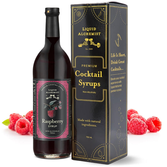 Liquid Alchemist Raspberry Syrup for Cocktails | Real Ingredients Make our Raspberry Syrup for Drinks a great Margarita Mix | Small Batch, Non-GMO &amp; Vegan | 25.4 oz Drink Mixer, Pack of 1