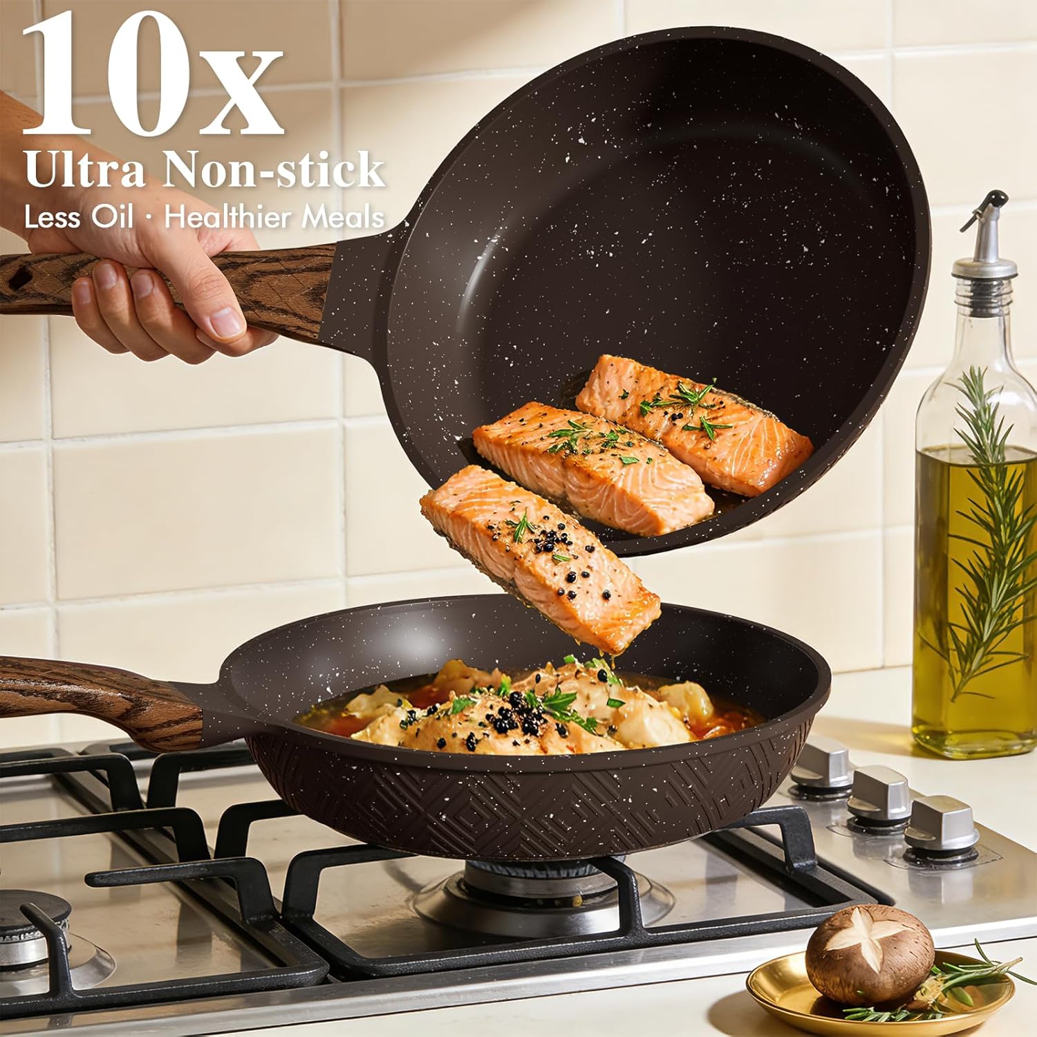 Umite Chef 26PCS Pots and Pans Set Non Stick, Nonstick Cookware Sets, Induction Cook Ware, Includes Steamer & Silicone U