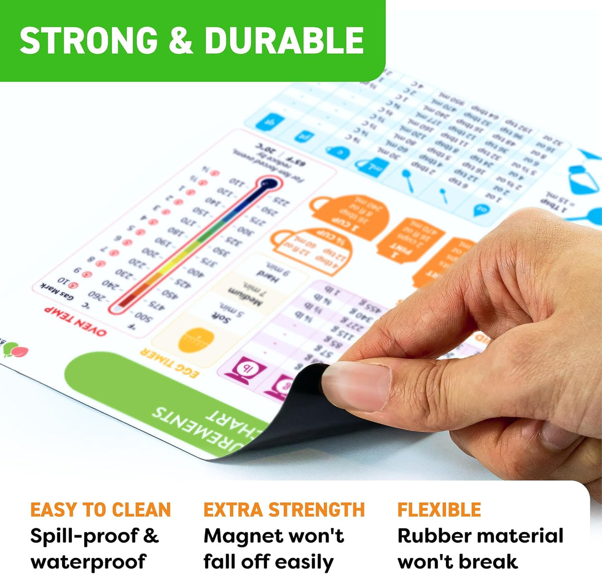 Kitchen Conversion Chart Magnet 1pc - Baking Supplies &amp; Accessories - 6” x 8” Magnetic Kitchen Gadgets Measurement Conversion Chart for Cooking - Waterproof Baking Essentials, Cooking Gifts for Women