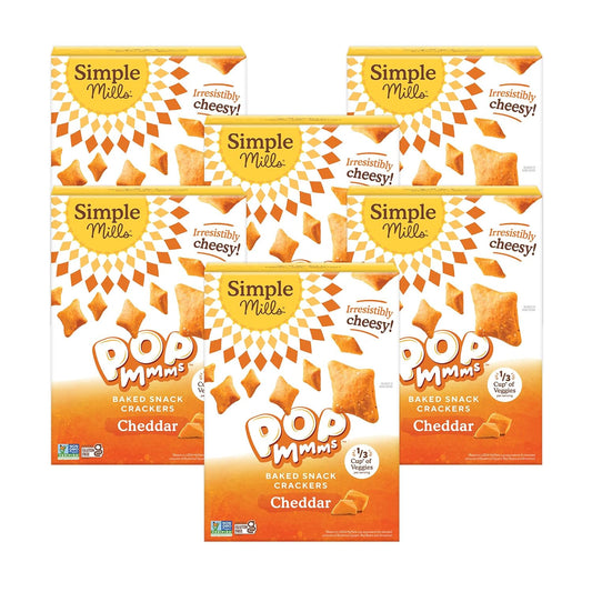 Simple Mills Pop Mmms Veggie Flour Baked Snack Crackers, Cheddar, Nothing Artificial, Kosher, Gluten Free & Non-GMO, 4 Ounce