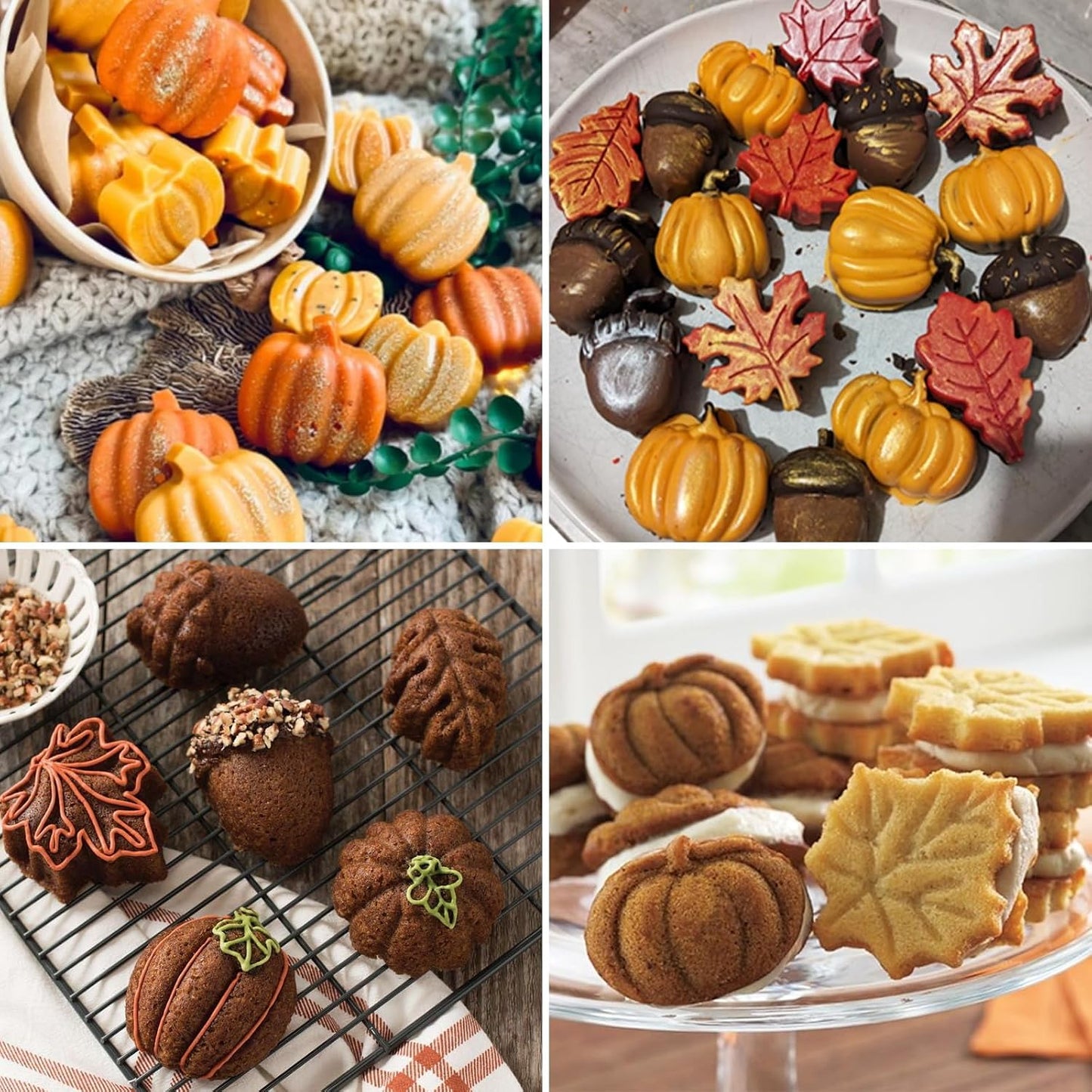 Thanksgiving Fall Silicone Molds Pumpkin Cake Mold Maple Leaf Silicone Mold | 2Pcs Halloween Pumpkin Chocolate Molds Autumn Leaves Cake Pan Baking Tray Mold for Thanksgiving Halloween Cake Cupcake Decor