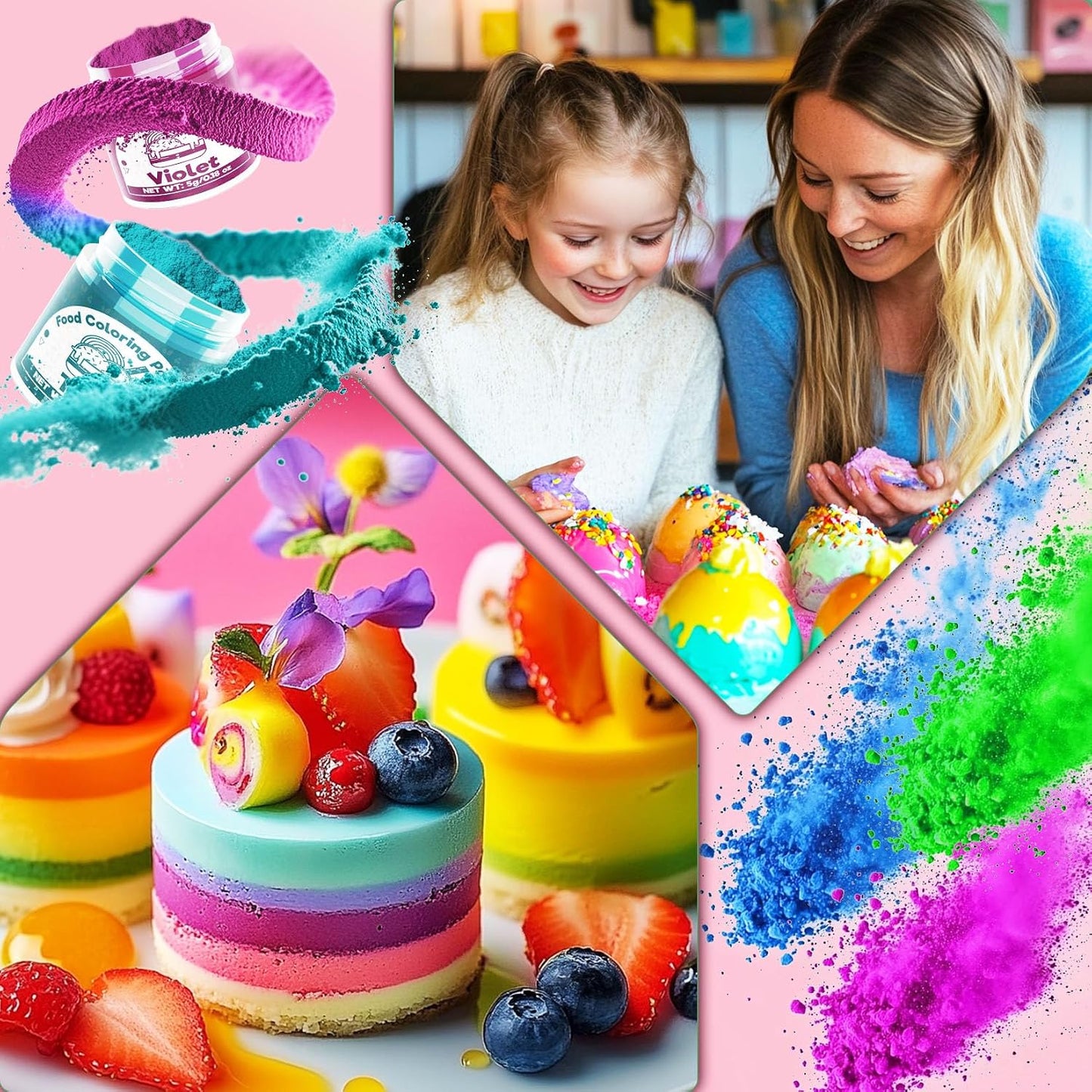 Food Coloring Powder for Baking - 15 Bright Colors Powdered Food Coloring | Flavorless High Concentrated Upgraded Food Dye for Icing, Baking, Cake Decorating, Cooking, Frosting - 5g/each