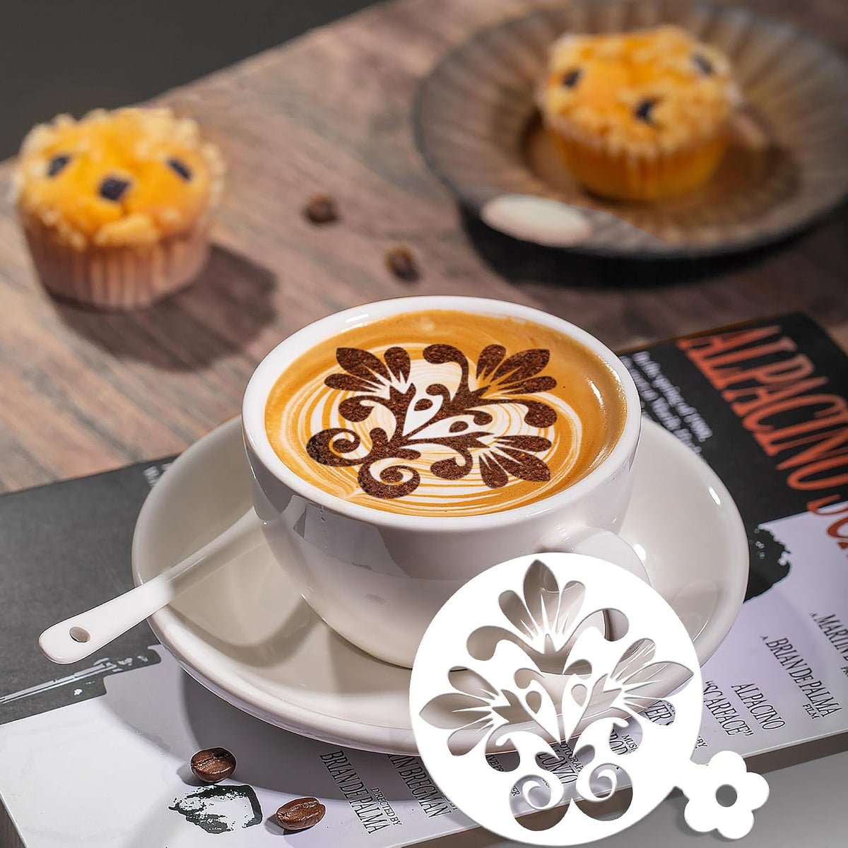 Sitsink Mandala Coffee Stencils Reusable - 25 Pcs Flower Stencils for Cookies Sourdough Bread Decor, Rangoli Mandala Baking Templates
