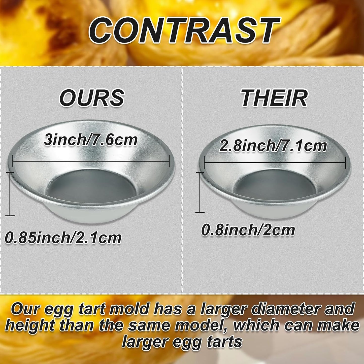 Weilan Egg Tart Mold 3 inch Mini Tiny Pie Muffin Cupcake Pans Tin 25 Pieces | Tiny Pie Muffin Cupcake Pans Small Puto Cup