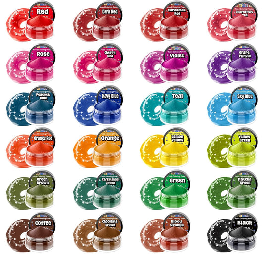 Food Coloring Powder - 24 Vibrant Colors Powder Food Coloring, Flavorless High Concentrated Food Dye for Icing, Cake