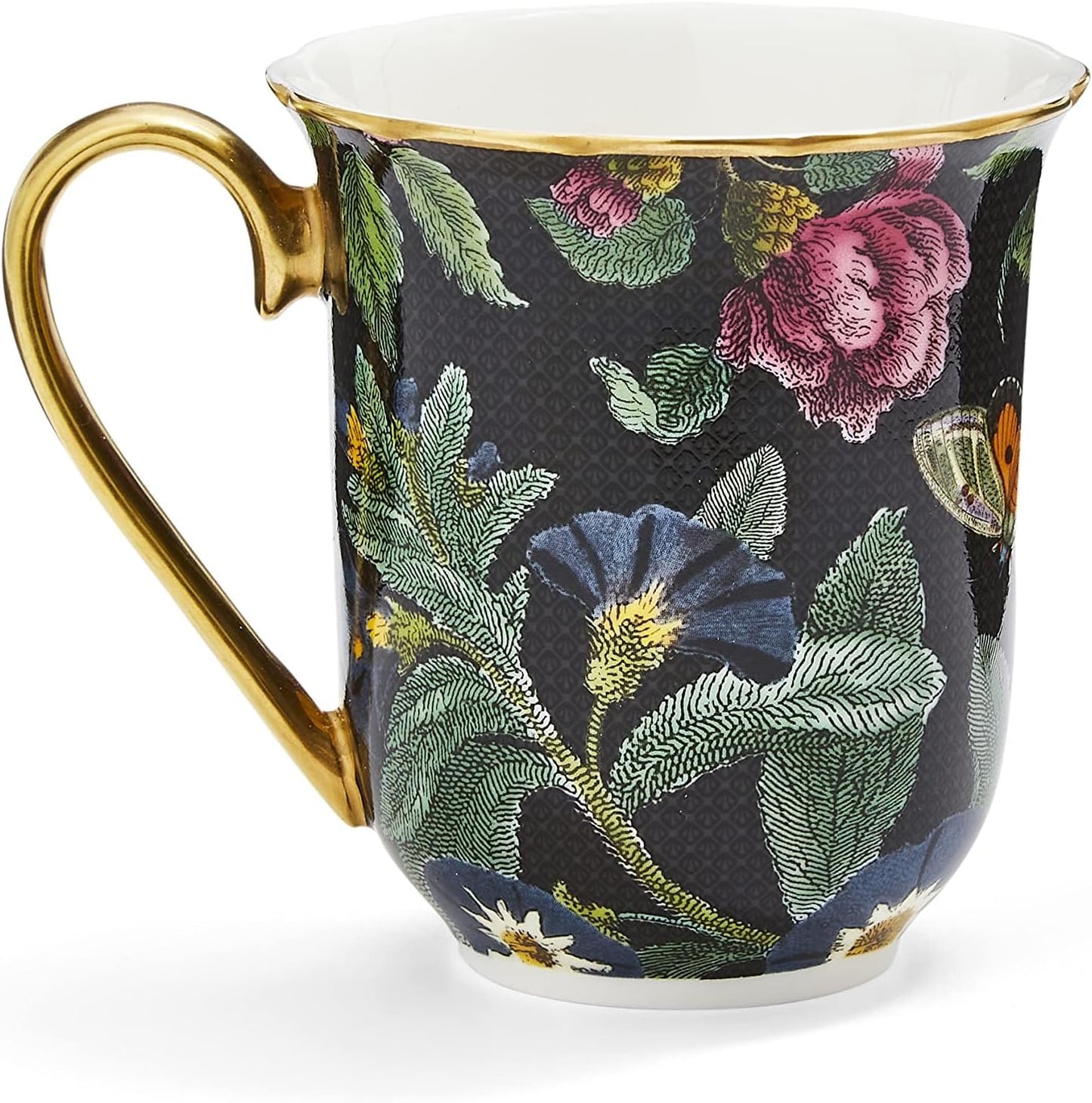 Spode – Creatures of Curiosity – Mug – 12 oz - Black Floral