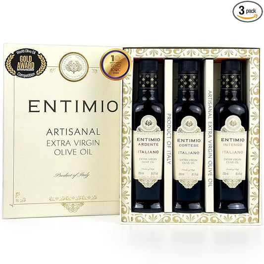Entimio Collection Organic Italian Extra Virgin Olive Oil Gift Set from Italy, 600+ to 900+ mg/kg High in Polyphenols, 2025