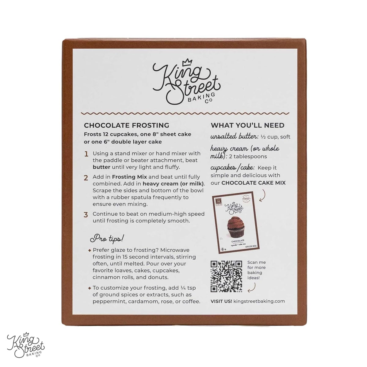 King Street Baking Co Chocolate Frosting Mix: 3 Pack - 4 Ingredient Icing for Cake - Real Cocoa