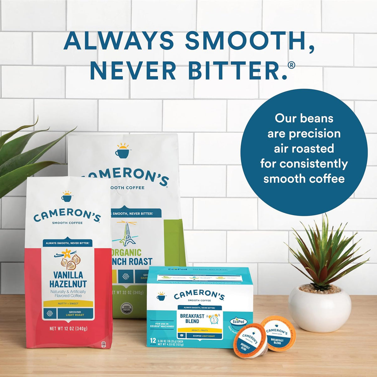 Cameron's Coffee Organic Breakfast Blend Single Serve Pods, 12 Count, 4.33 Ounce (Pack of 6)