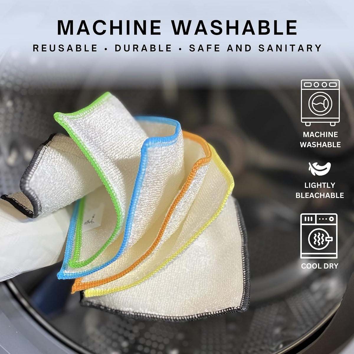 Dishcloths Kitchen Dishrag Cleaning Scrub Reusable 6pk 6x7in | Bamboo-Rayon, Absorbent, Scrub-Non-Scratch, Washable, Durable, Fast-Drying, Multi-Surface, Hand-Sized, Household Cleaning
