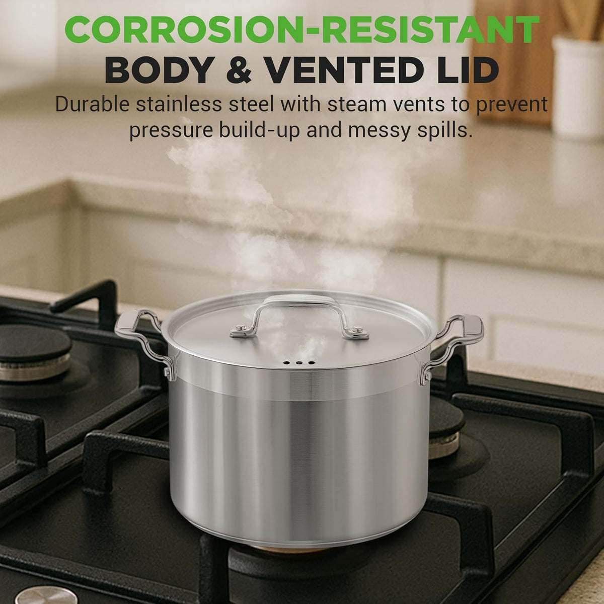 NutriChef 8 Qt Heavy-Duty Stockpot with Stainless Steel Lid - Induction Compatible Cooking Pot, Ideal for Soups and Stews