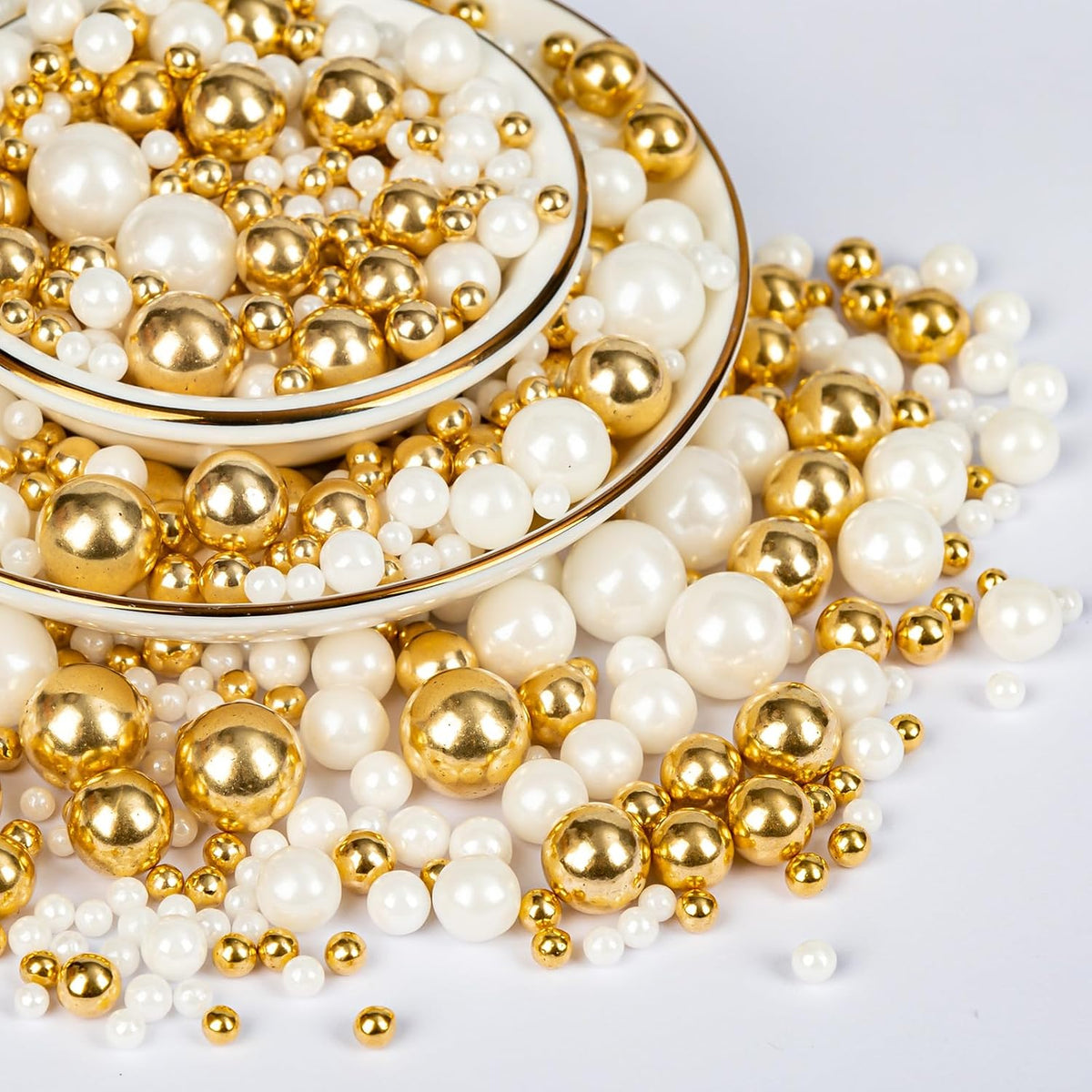 Twisweet Edible Pearl Sprinkles 130g, Gold &amp; White Pearls, Cake Decorations | Edible sugar sprinkles for cake decorating, cake toppers, cupcakes, cookies, weddings, birthdays, Christmas &amp; New Year treats
