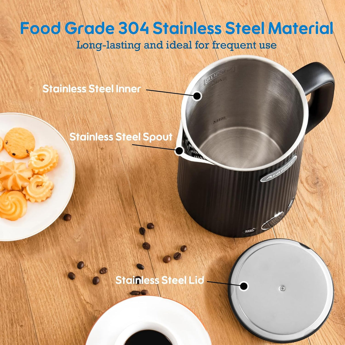 Arofeer® Electric Kettle Temperature Control, 1.7L Stainless Steel Electric Tea Kettle with LED Display, 5 Presets, 4-Hour Keep Warm, Fast Boil Hot Water Kettle for Tea, Coffee &amp; Oatmeal, Black