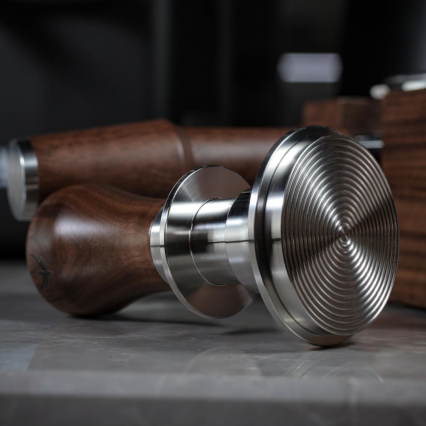 Breville Barista Express Accessories Kit 6pcs Includes 54mm Walnut Tamping Stand, Auto Leveling Tamper, Distributor, Bottomless Portafilter, Dosing Funnel and Puck Screen
