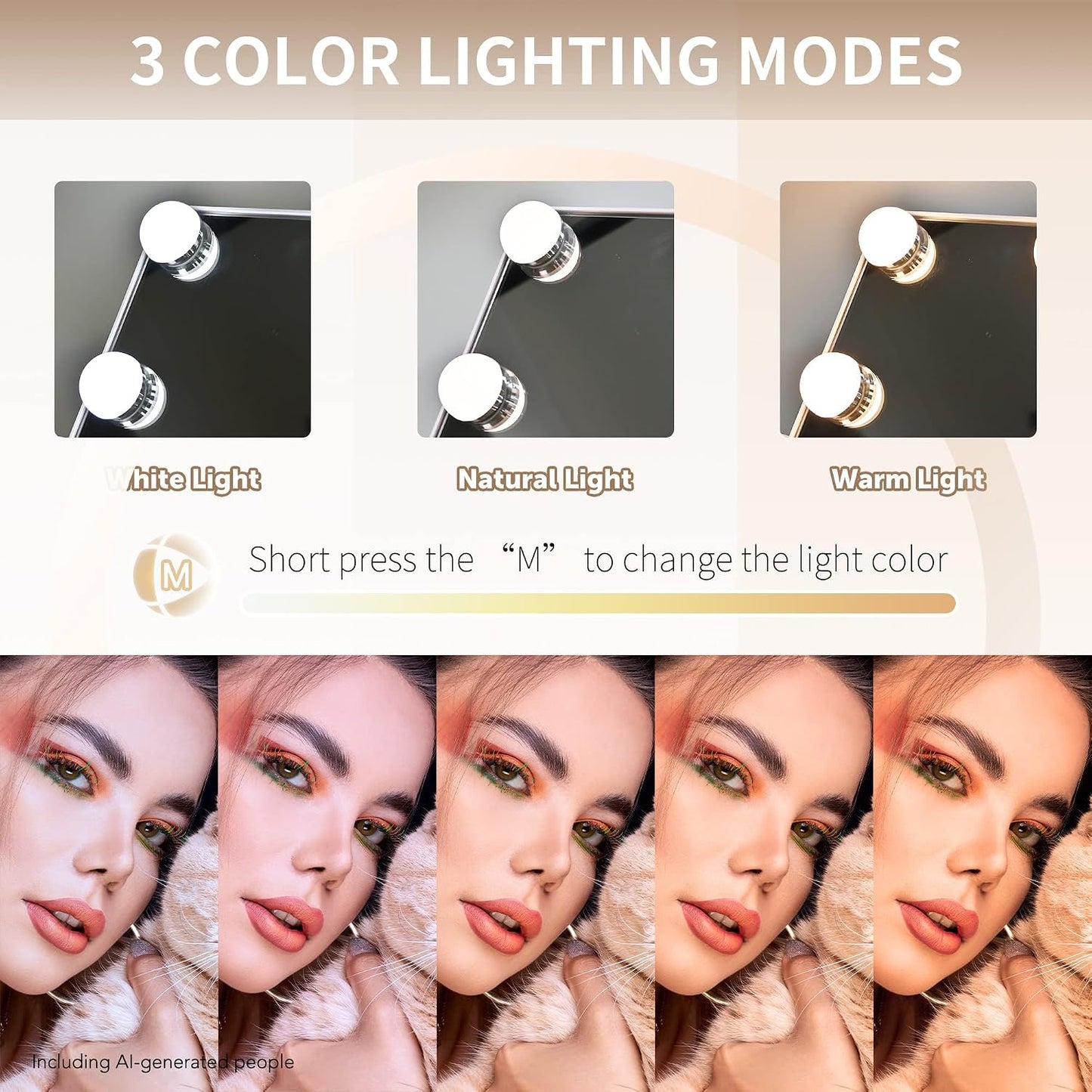 Makeup Vanity Mirror with Lights,10X,White 17.12"x13.77"