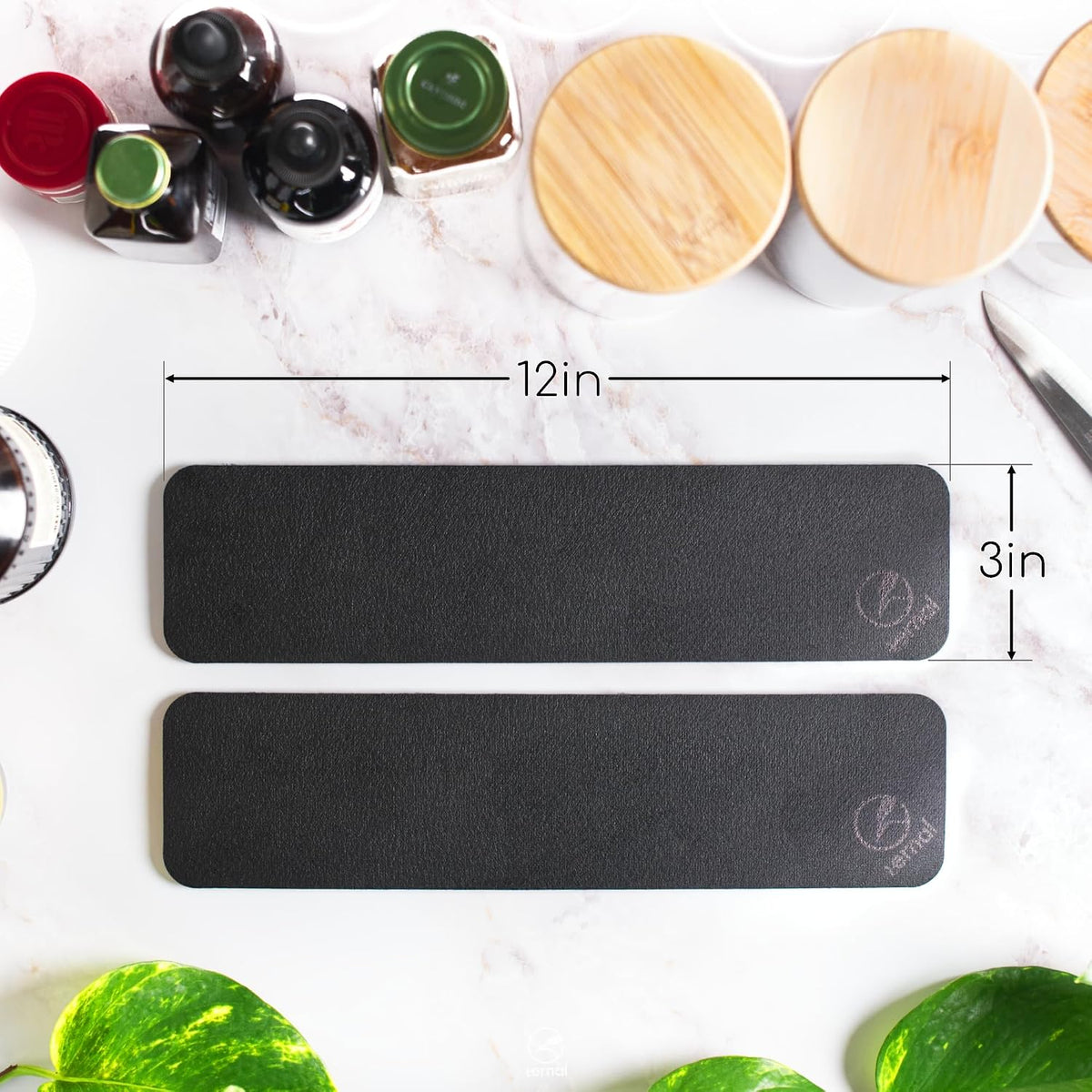 Ternal DripGuards Absorbent Counter Mat 2-Pack | Waterproof, Quick-Dry Coffee Bar Mat for Kitchen, Sink &amp; Drink Station | Non-Slip, Spill-Proof Protector for Water, Oil &amp; Syrup [3 x12in].